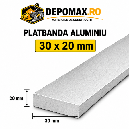 Platbanda aluminiu 30 x 20 mm, 6 metri (EN-AW 6060)